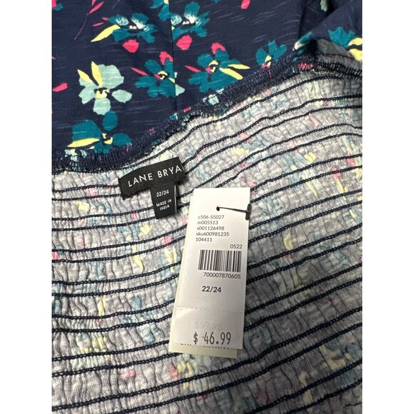 Lane Bryant Womens Floral Smocked Ruffle Tank Top Size 22/24 - Picture 6 of 10